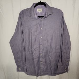 Ted Baker Endurance Mens 16 34/35 Houndstooth Long Sleeve Button Down Shirt Purp